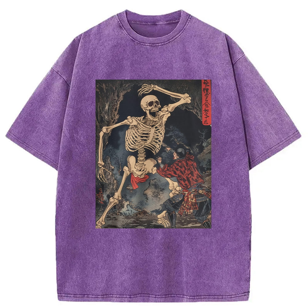 bbb Japanese Horror Skeleton Washed T-Shirt
