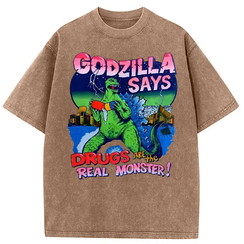 bbb Godzilla Says Washed T-Shirt