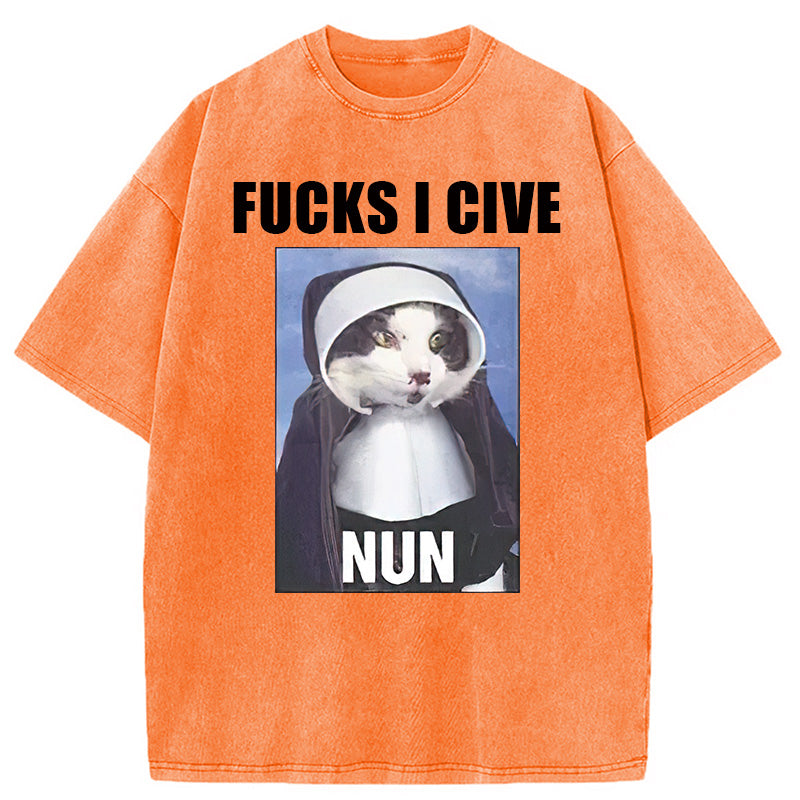 bbb F*cks I give Nun Cat Washed T-Shirt