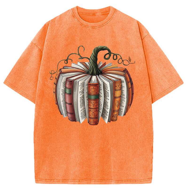 bbb Fall Book Pumpkin Halloween Washed T-Shirt