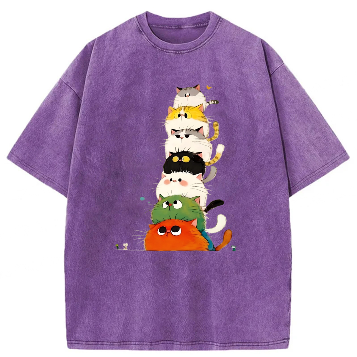 bbb Colorful Cats Stack High Washed T-shirt