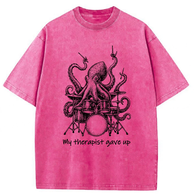 bbb Octopus Playing Drums Washed T-shirt