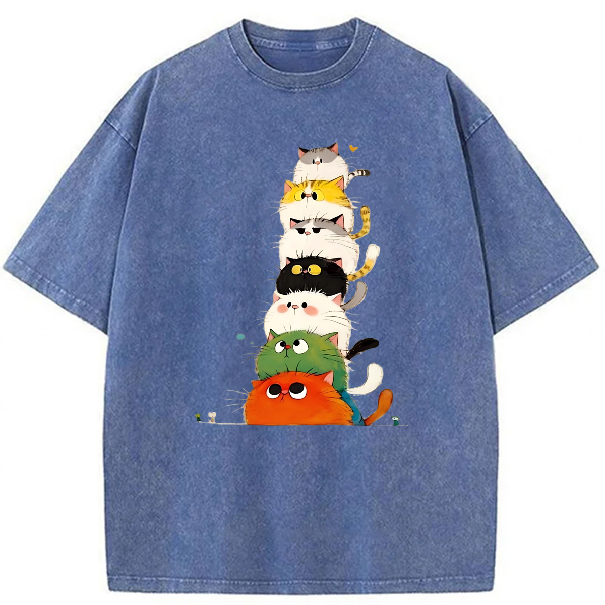 bbb Colorful Cats Stack High Washed T-shirt