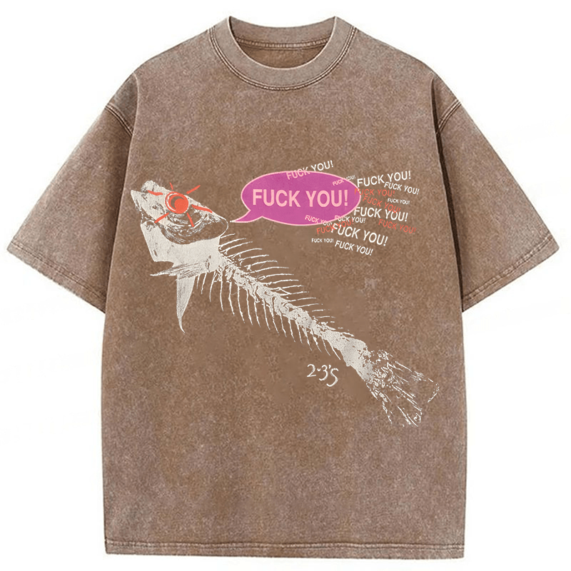 bbb Vintage 90’s Fish Skeleton Washed T-shirt