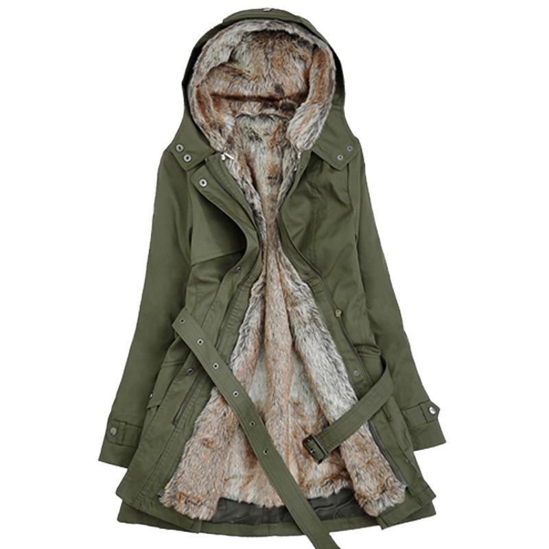 Warm Women's Winter Coat - Tailored Mid Thigh, Hooded
