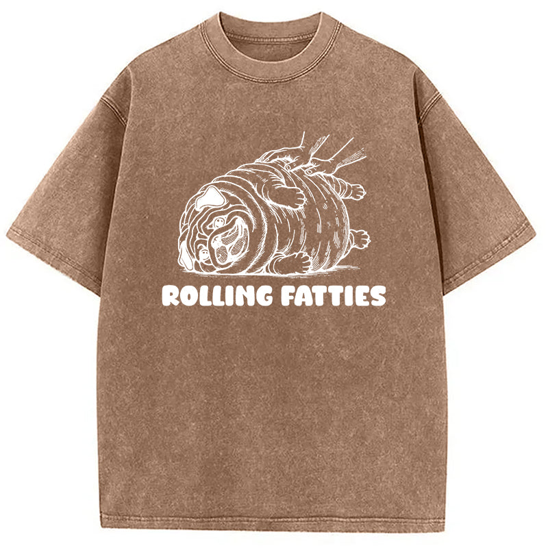 bbb Rolling Fatties Dog Funny Pug Meme Washed T-Shirt