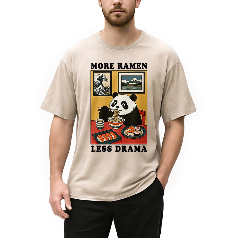 bbb More Ramen Less Drama Panda Washed T-Shirt