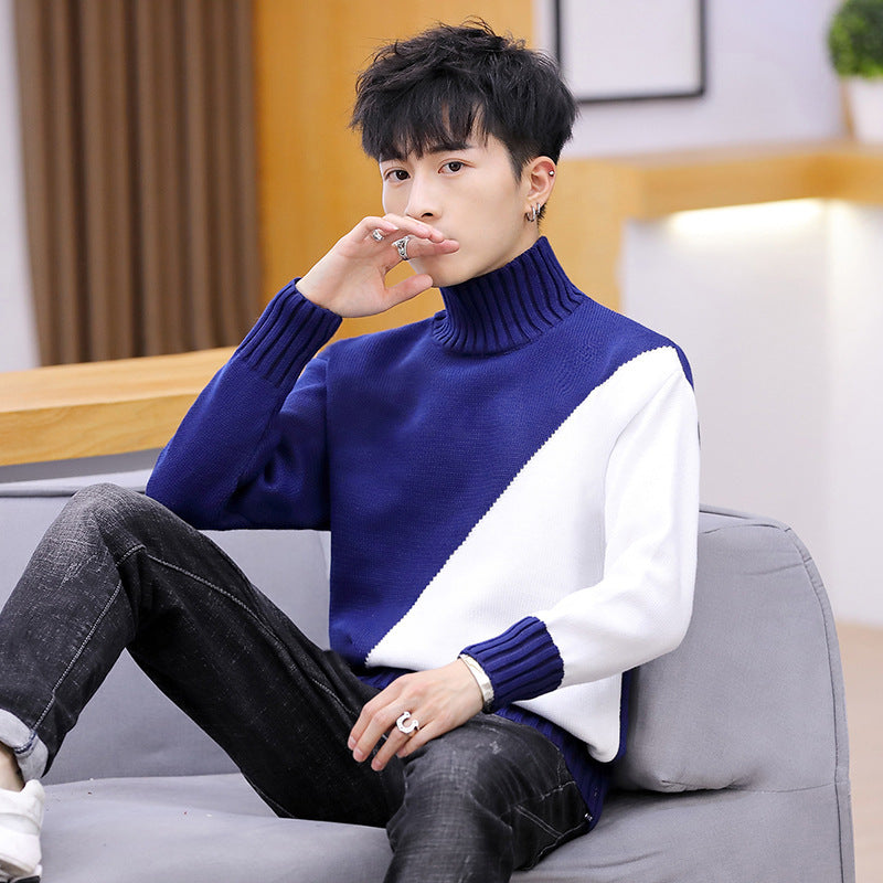 Warm Men Turtleneck Sweater - Relaxed Knit, Poly Winter