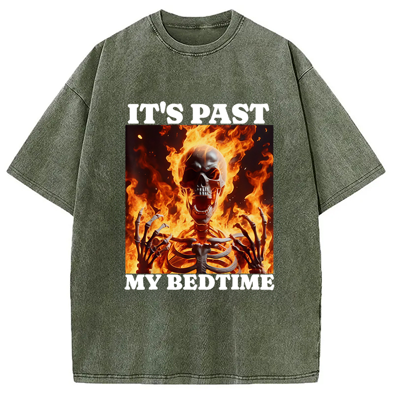 bbb It's Past My Bedtime Funny Skeleton Meme Washed T-Shirt