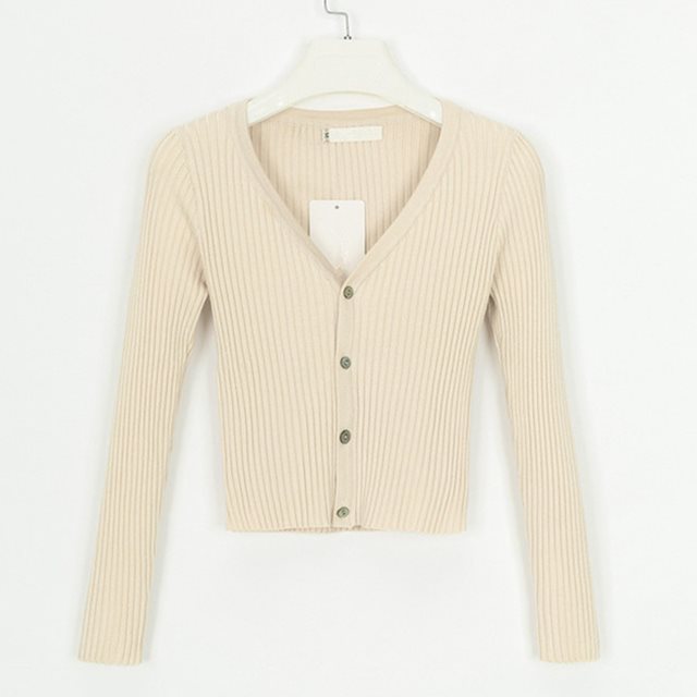 Fitted Womens Cropped Cardigan - Ribbed Knit, Casual