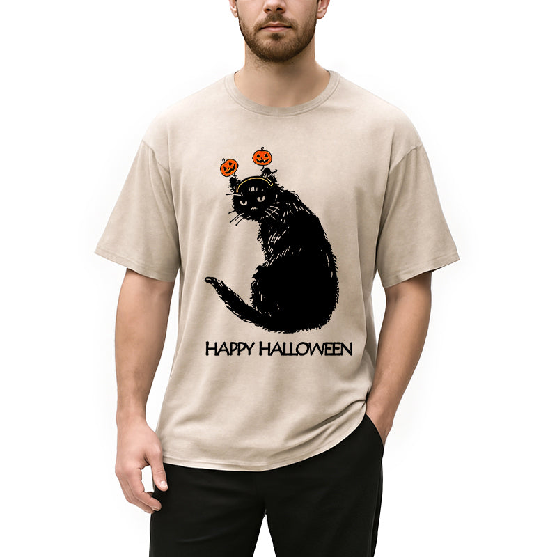 bbb Halloween Cat Japanese Washed T-Shirt