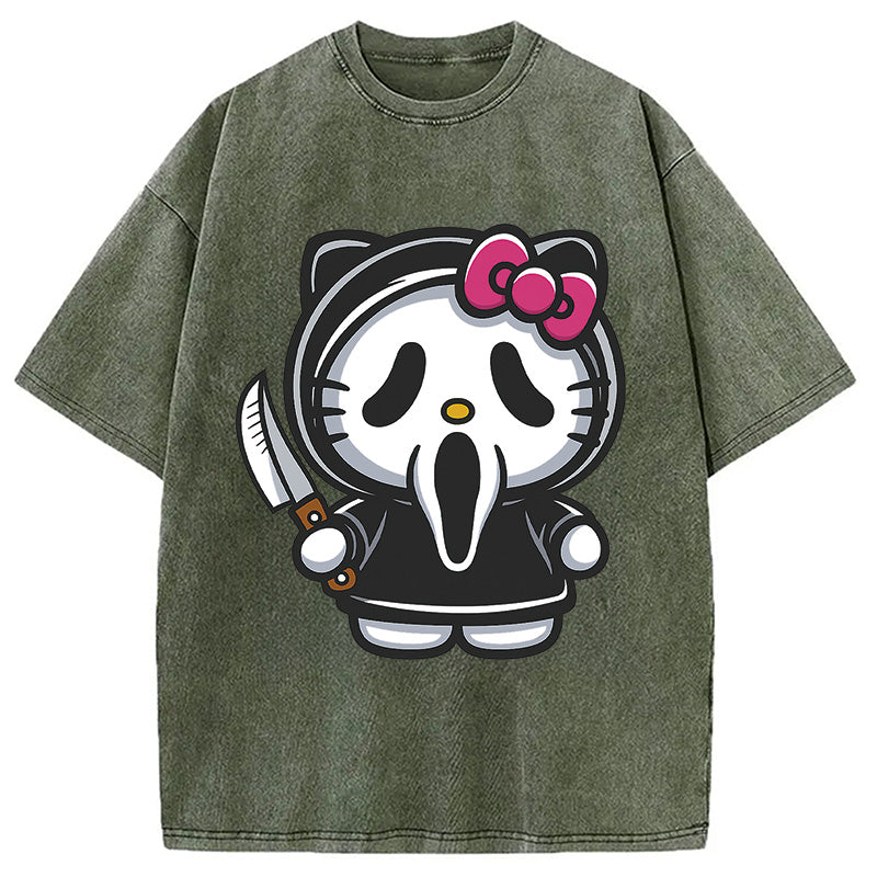 bbb Scream Kitty Halloween Washed T-Shirt