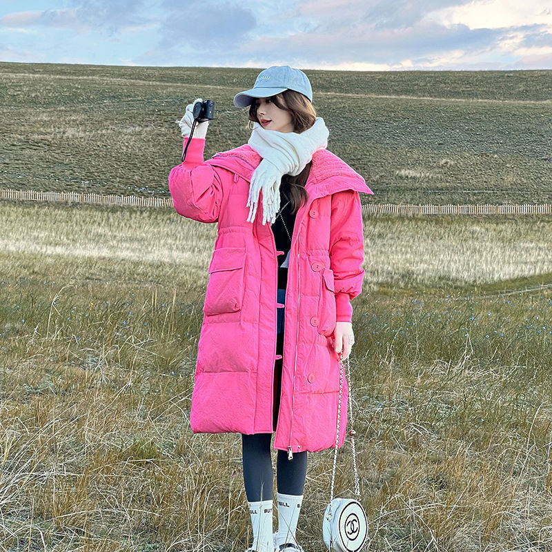 Warm Women's Long Coat - Oversized Quilted Cotton, Winter