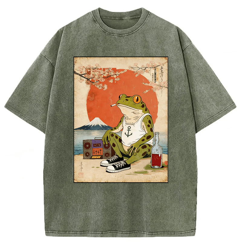 bbb Japanese Style Frog Washed T-shirt