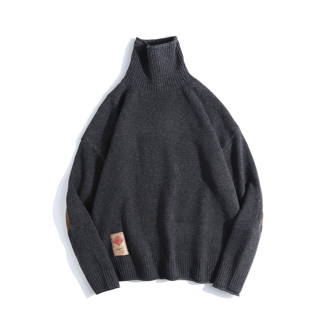 Insulating Relaxed Men Turtleneck Sweater - Pullover Knit Winter