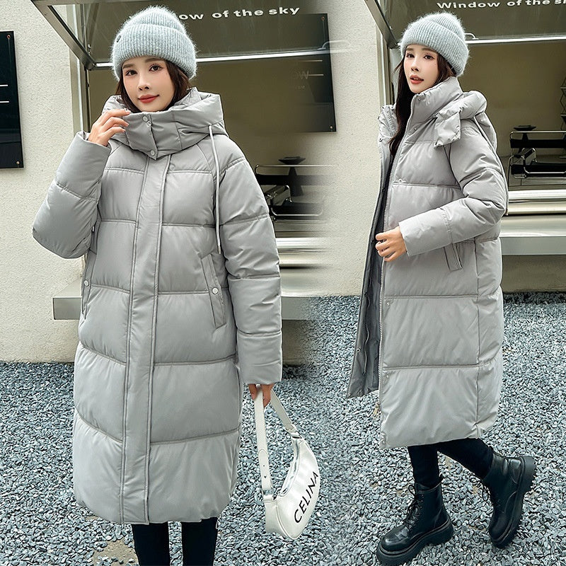 Insulating Women’s Long Puffer Coat - Hooded Quilted Winter
