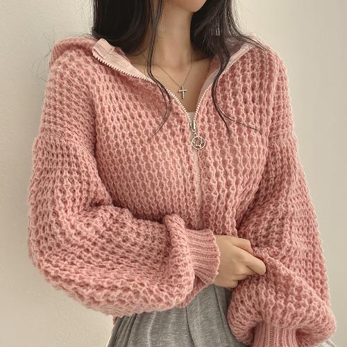 Warm Cozy Women's Cropped Sweater Coat - Hooded Chunky Knit