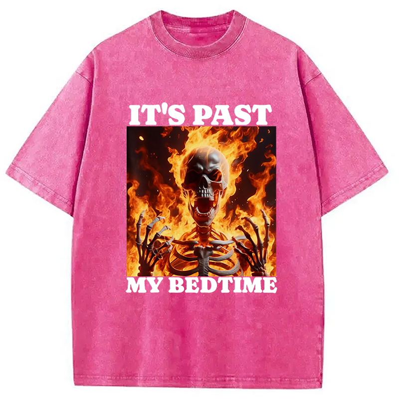 bbb It's Past My Bedtime Funny Skeleton Meme Washed T-Shirt