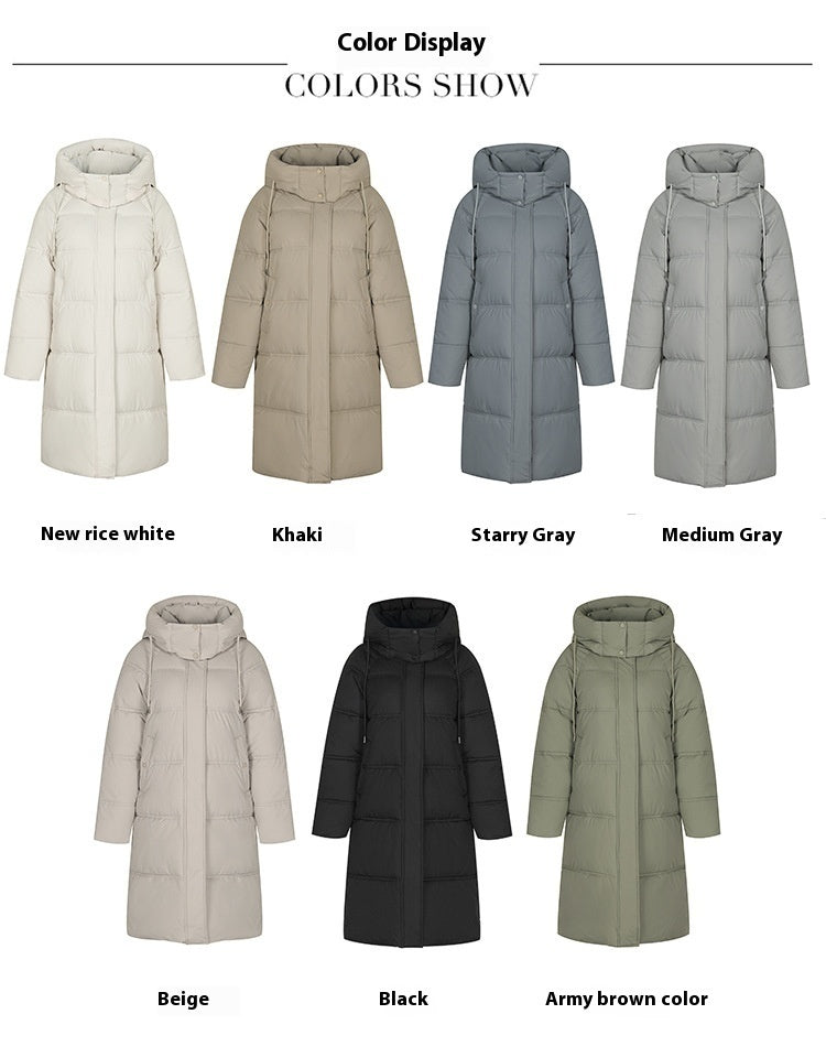 Insulating Women’s Long Puffer Coat - Hooded Quilted Winter