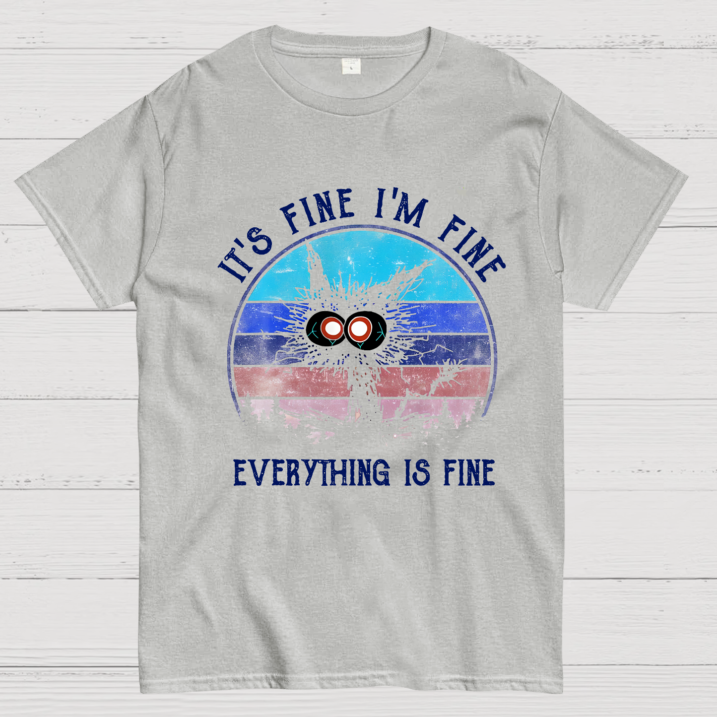 It ‘s Fine I am Fine Everything Is Fine Funny Black cat  T-Shirt