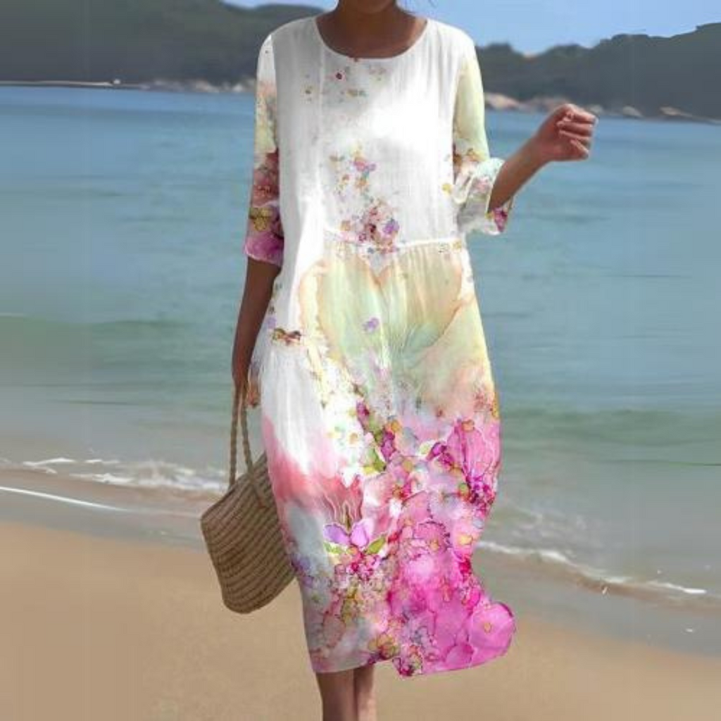 Elegant Floral Print Summer Dress for Women - Comfortable Fit Wedding Guest or Cocktail Dress