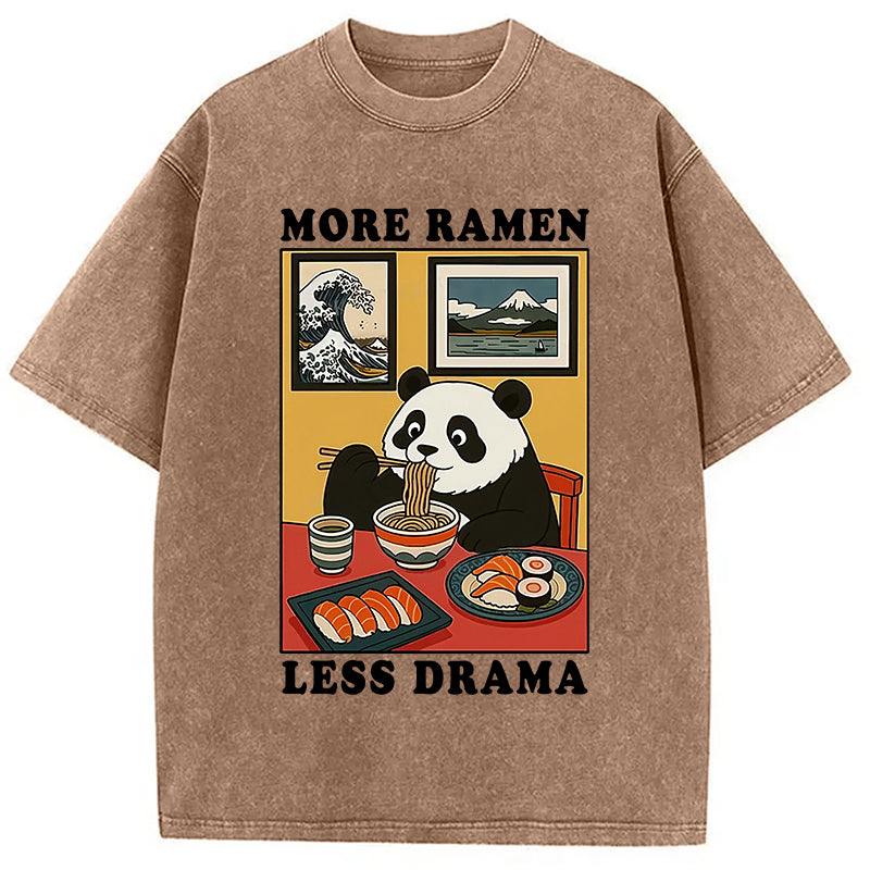 bbb More Ramen Less Drama Panda Washed T-Shirt