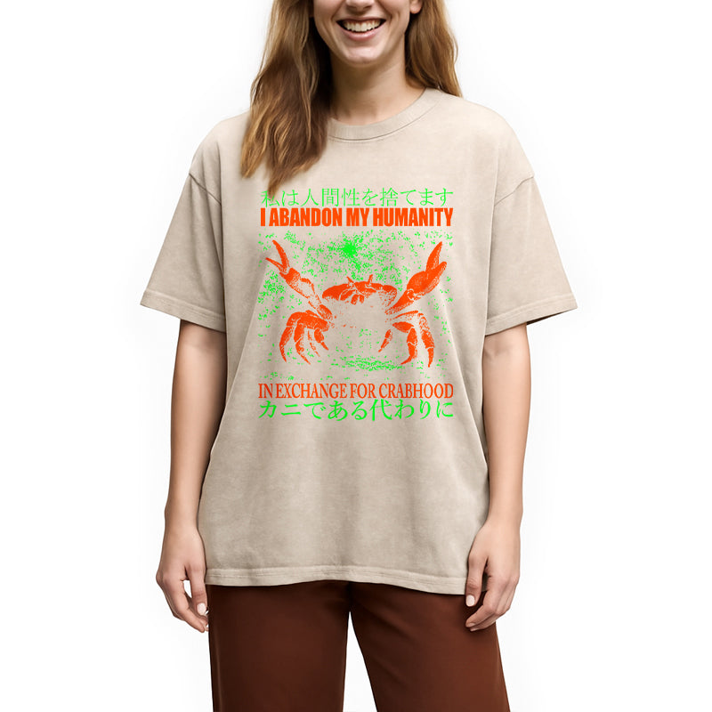 bbb Vintage Japanese Crab Jokes Washed T-Shirt