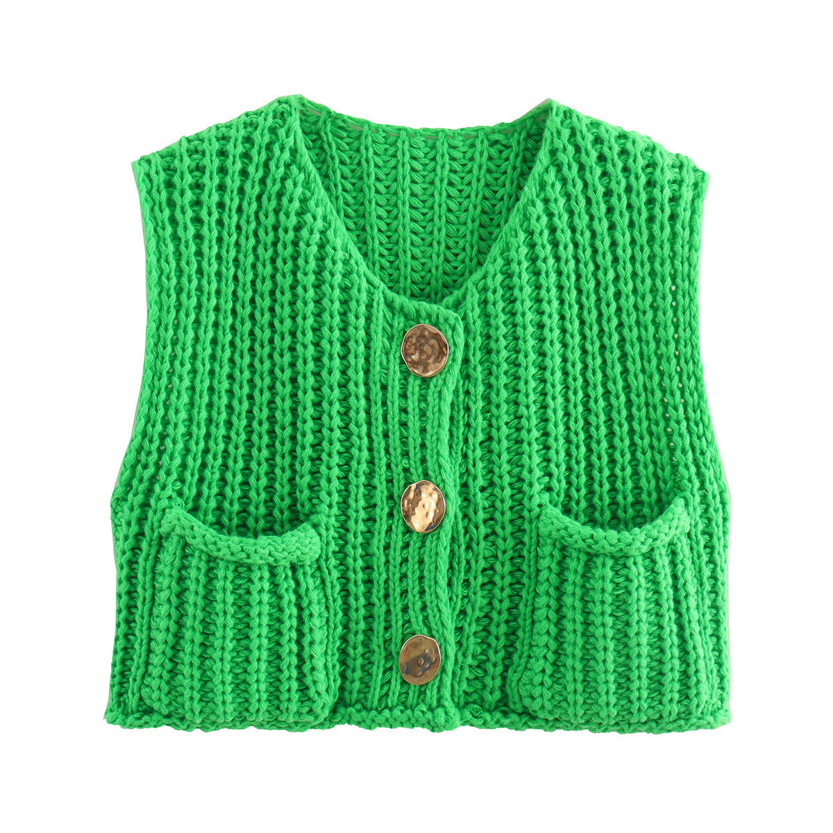 Women's Sleeveless Knitted Vest with Pockets, Comfortable Fit Sweater Vest for Casual and Formal Wear