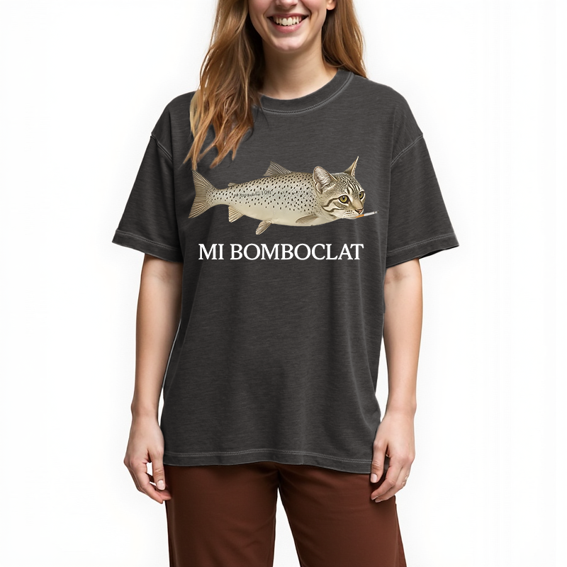 bbb Bomboclat Fish Cat Meme Gradient Washed T-Shirt