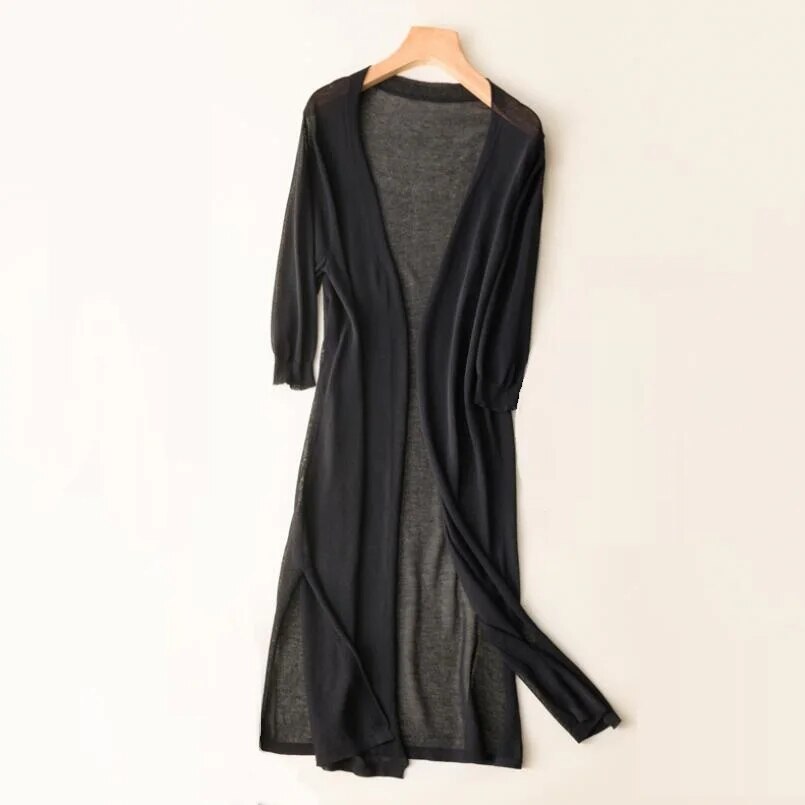 Cozy Long Knit Jacket for Women - Elegant Casual Style, Lightweight Layer for Daily Wear
