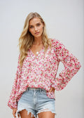 Floral Print Blouse for Women, Lightweight Summer Top, Plus Size Casual Loose Fit in Green, Purple, Pink