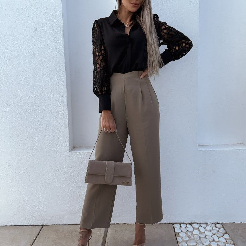 Breathable women's blouse – feminine cut, cotton, for special occasions