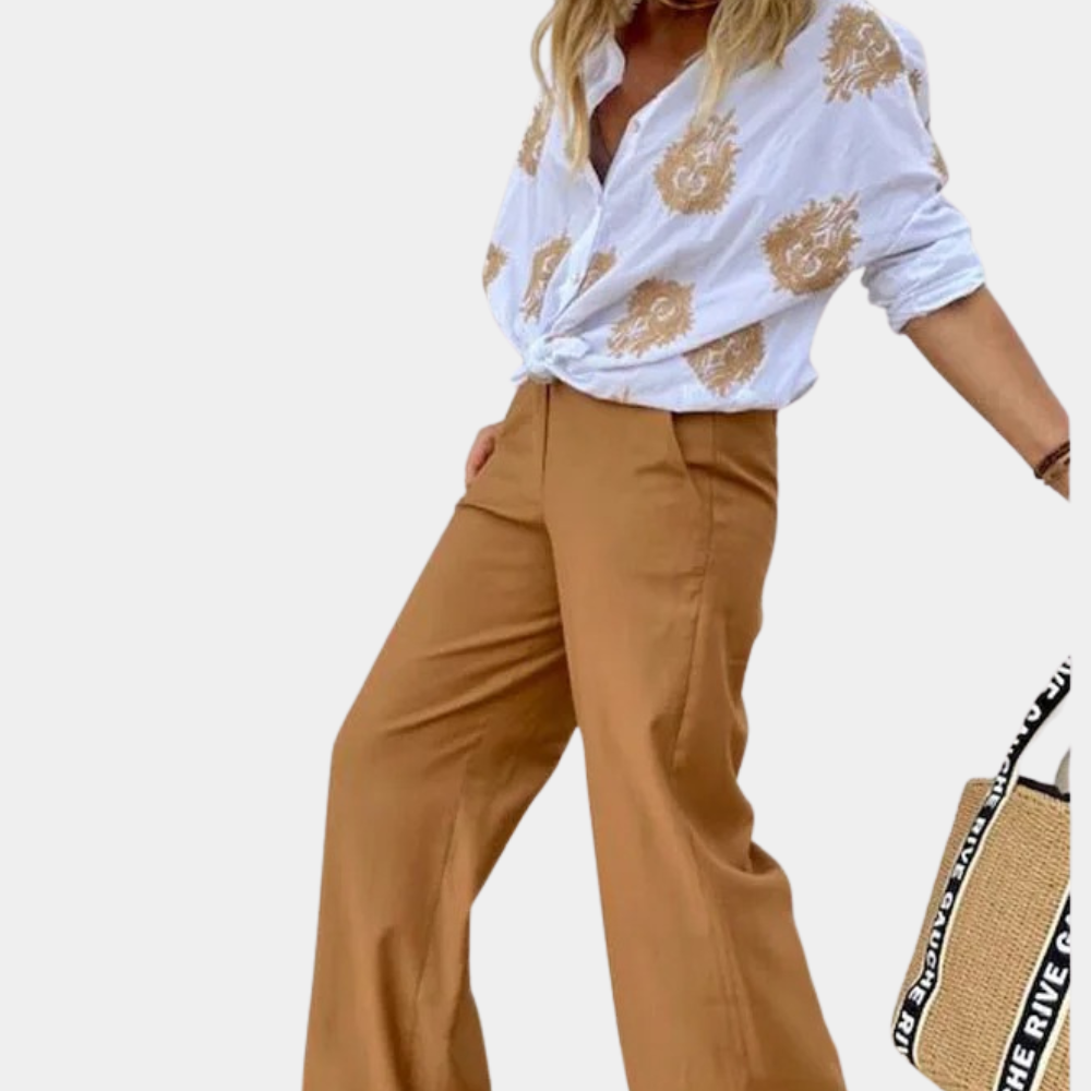 Breathable women's blouse – long sleeve printed design, perfect for office and casual wear