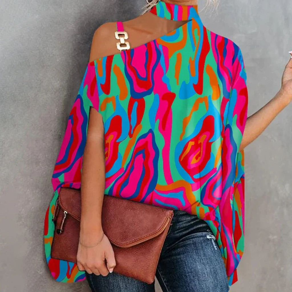 Breathable women's blouse – casual oversized cut, polyester, for sunny days