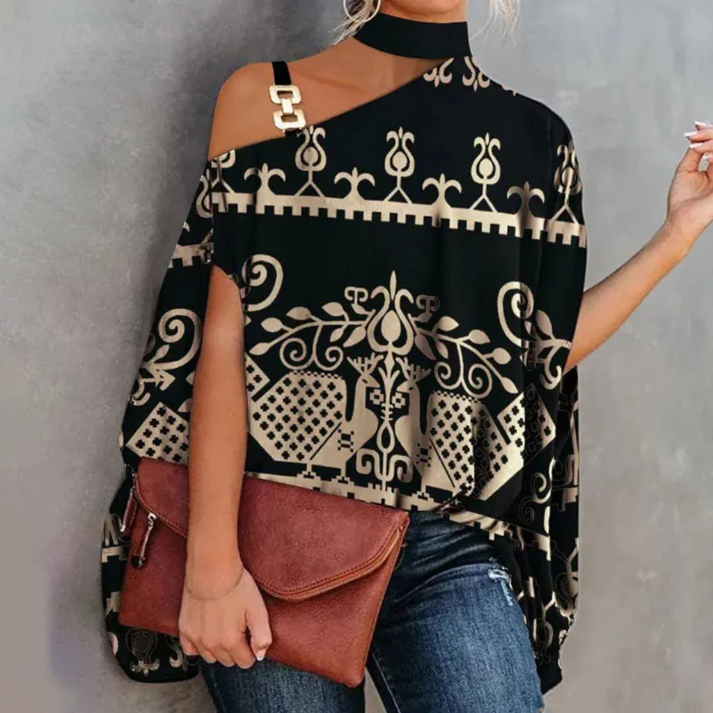 Breathable women's blouse – casual oversized cut, polyester, for sunny days