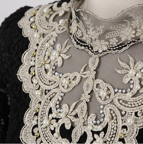 Breathable women's blouse – casual cut with embroidery and lace, for festive occasions