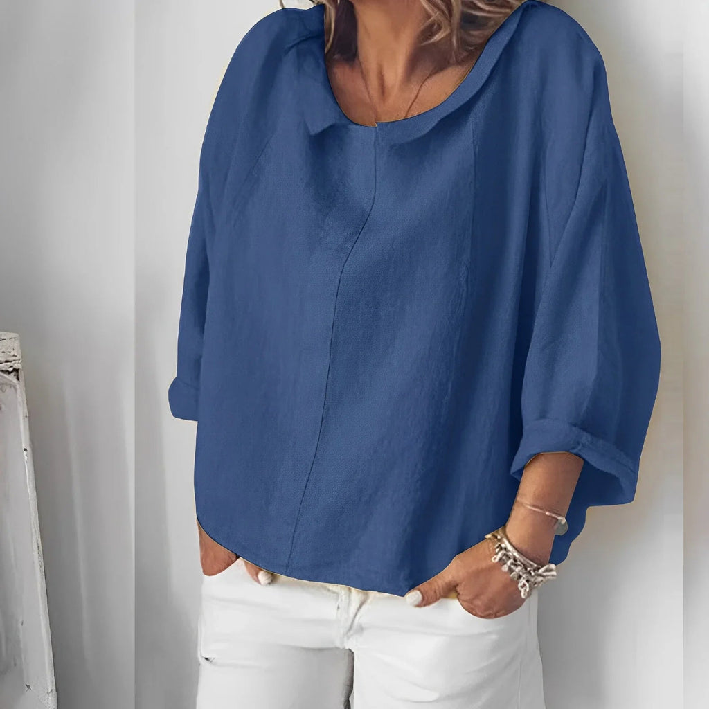 Breathable women's linen blouse – timeless design, lightweight fabric, for office and casual wear