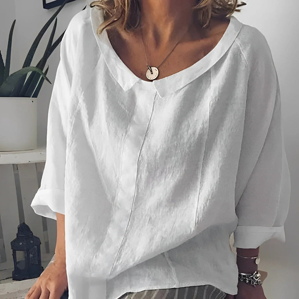 Breathable women's linen blouse – timeless design, lightweight fabric, for office and casual wear
