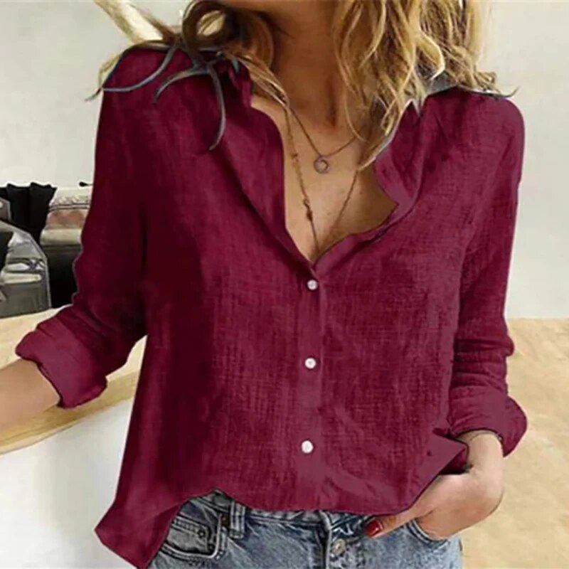 Breathable women's linen blouse – casual fit, lightweight, for summer outings