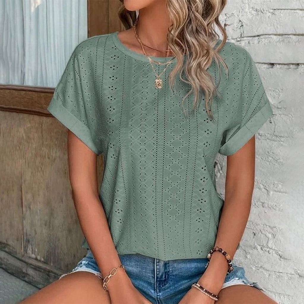 Breathable women’s casual top – relaxed fit, polyester, for everyday wear