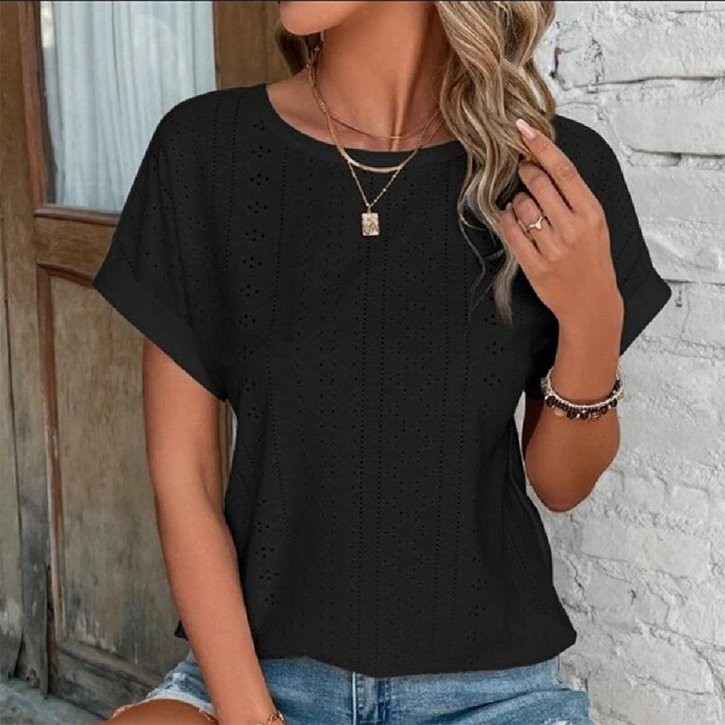 Breathable women’s casual top – relaxed fit, polyester, for everyday wear