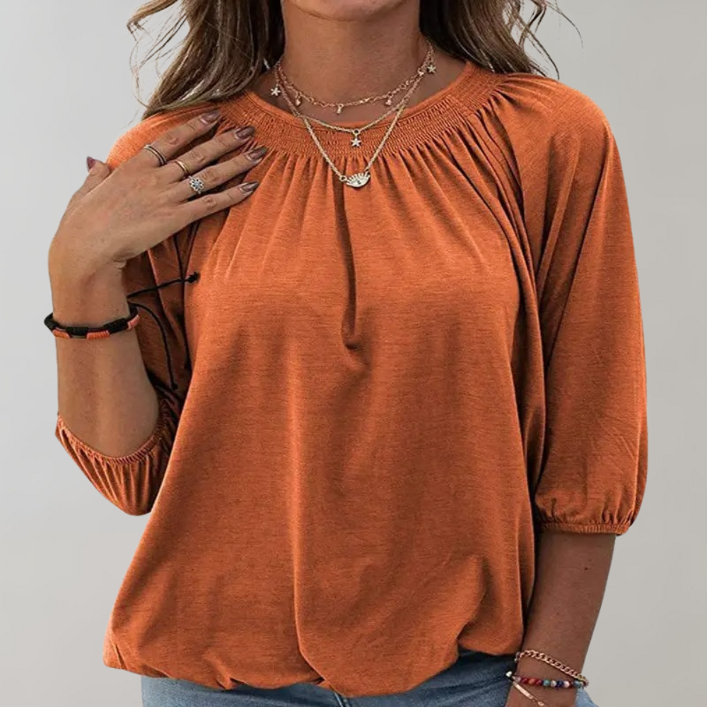 Breathable women's fitted t-shirt – puff sleeve design, polyester, for spring and summer