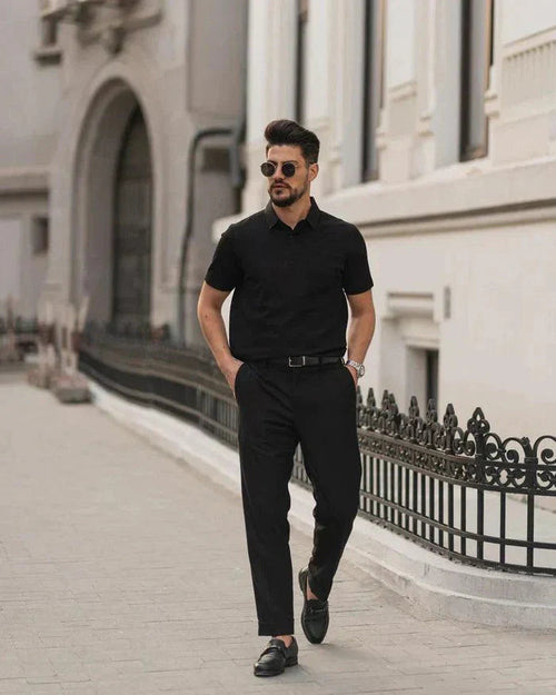 Breathable men’s polo shirt – classic fit, cotton, for office and casual wear