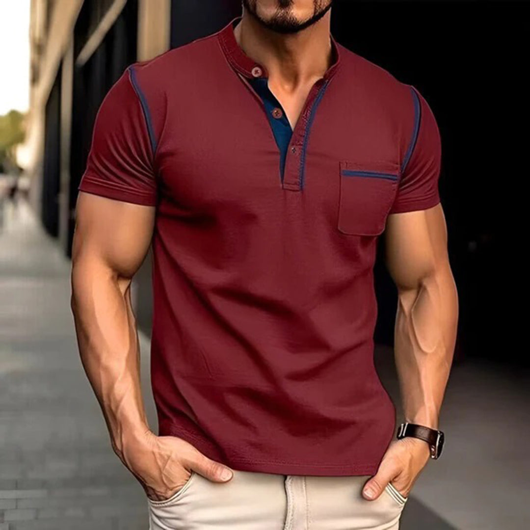 Breathable men's polo shirt – short sleeve, cotton blend, for office and casual wear