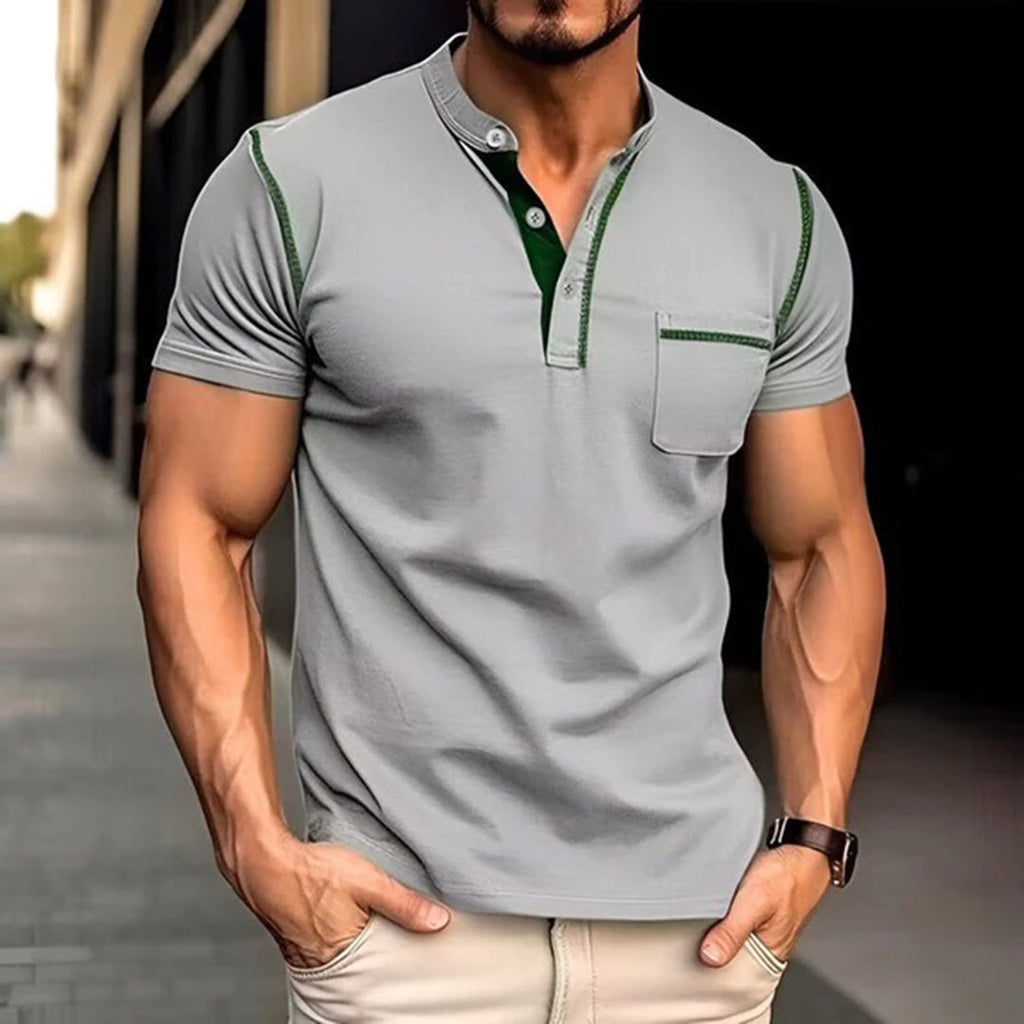 Breathable men's polo shirt – short sleeve, cotton blend, for office and casual wear