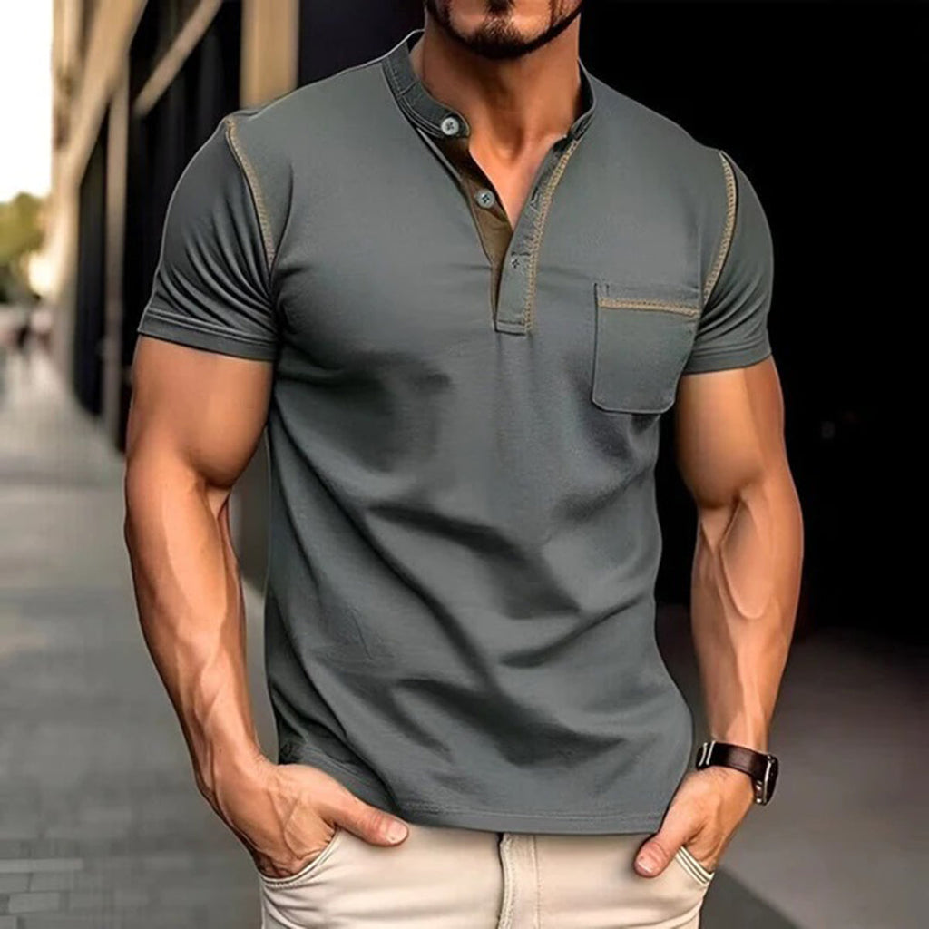 Breathable men's polo shirt – short sleeve, cotton blend, for office and casual wear