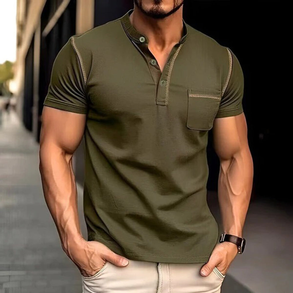 Breathable men's polo shirt – short sleeve, cotton blend, for office and casual wear
