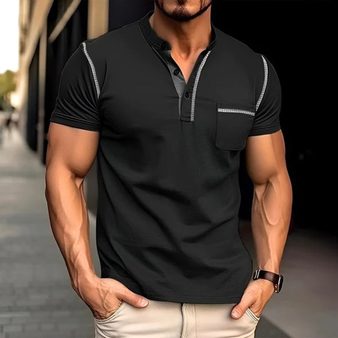 Breathable men's polo shirt – short sleeve, cotton blend, for office and casual wear