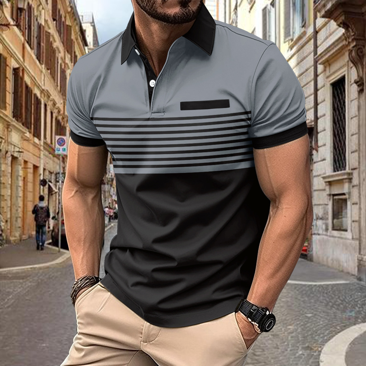 Breathable men's polo shirt – classic fit, cotton, for leisure activities