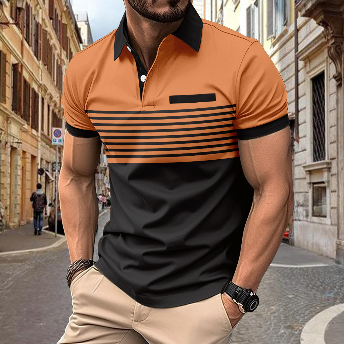 Breathable men's polo shirt – classic fit, cotton, for leisure activities